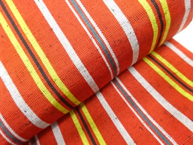  紬地縞模様織り出し半幅帯